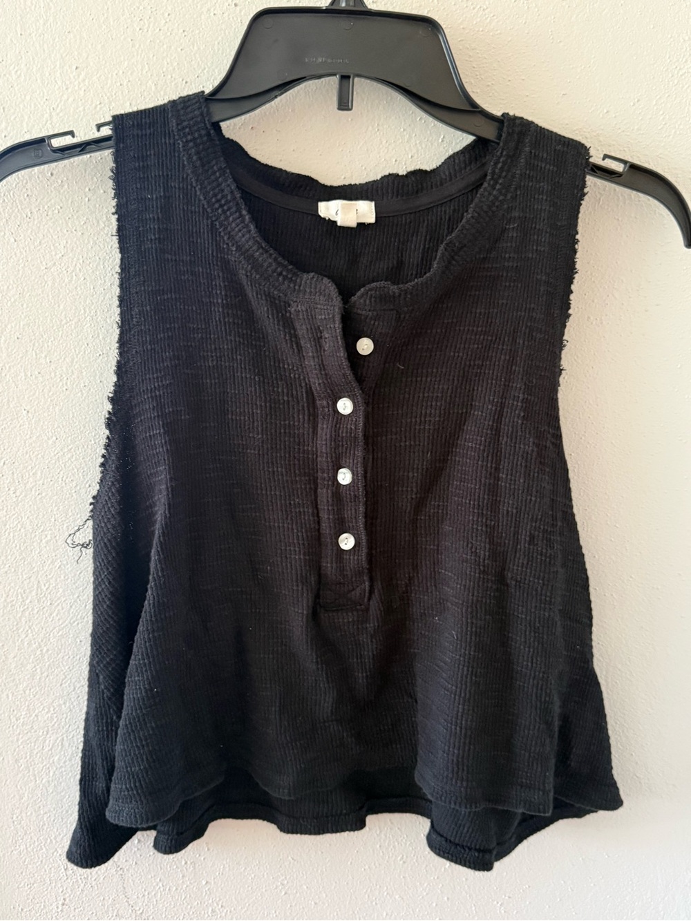 (M) Aerie Black Sleeveless Henley Tank Top -